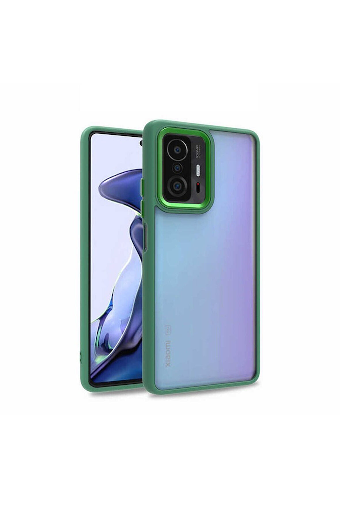 Xiaomi Mi 11T 5G Uyumlu Kılıf Zore Flora Kapak Yeşil