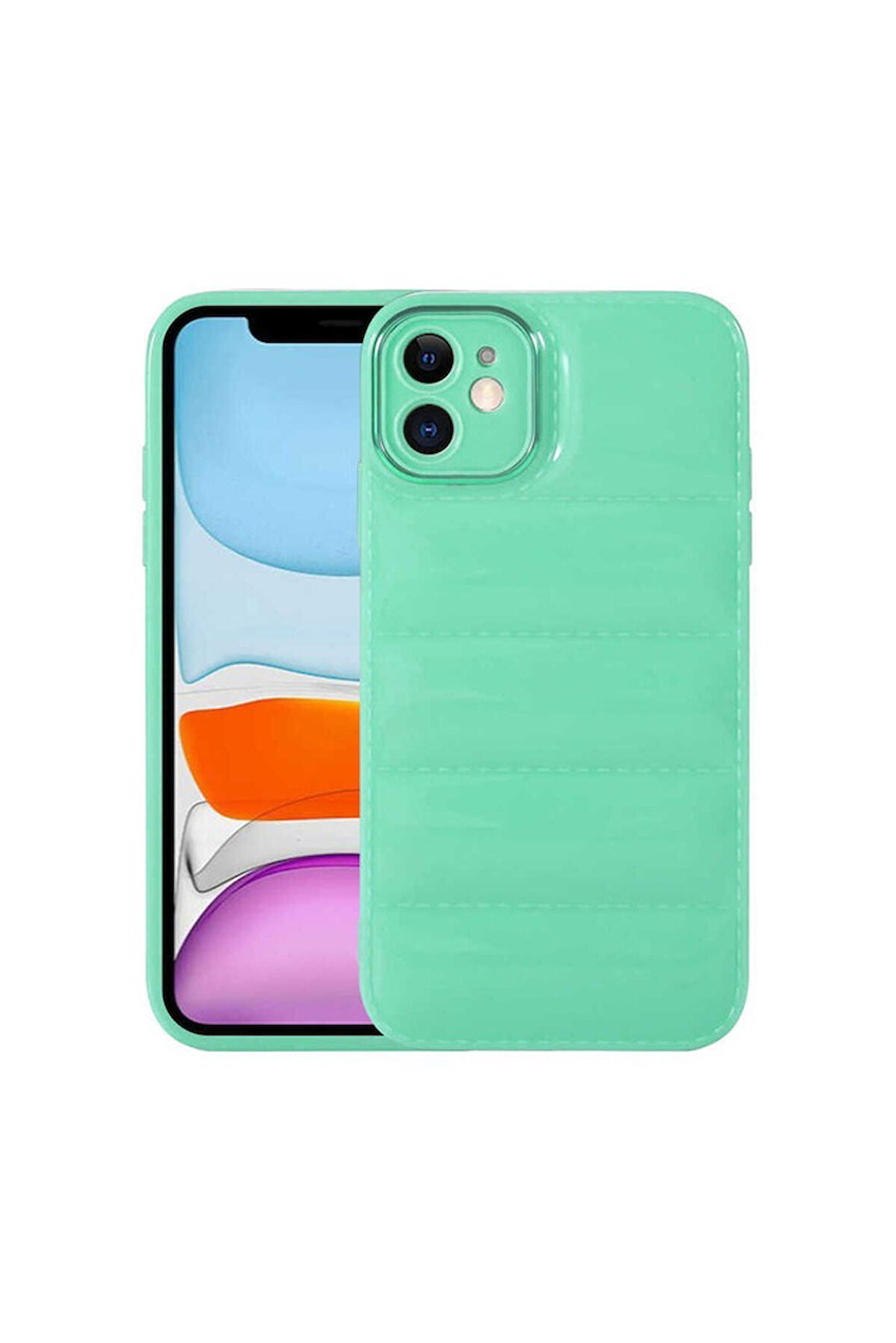 Apple iPhone 11 Uyumlu Kılıf Kamera Korumalı Parlak Airbag'li Zore Galya Kapak Su Yeşil