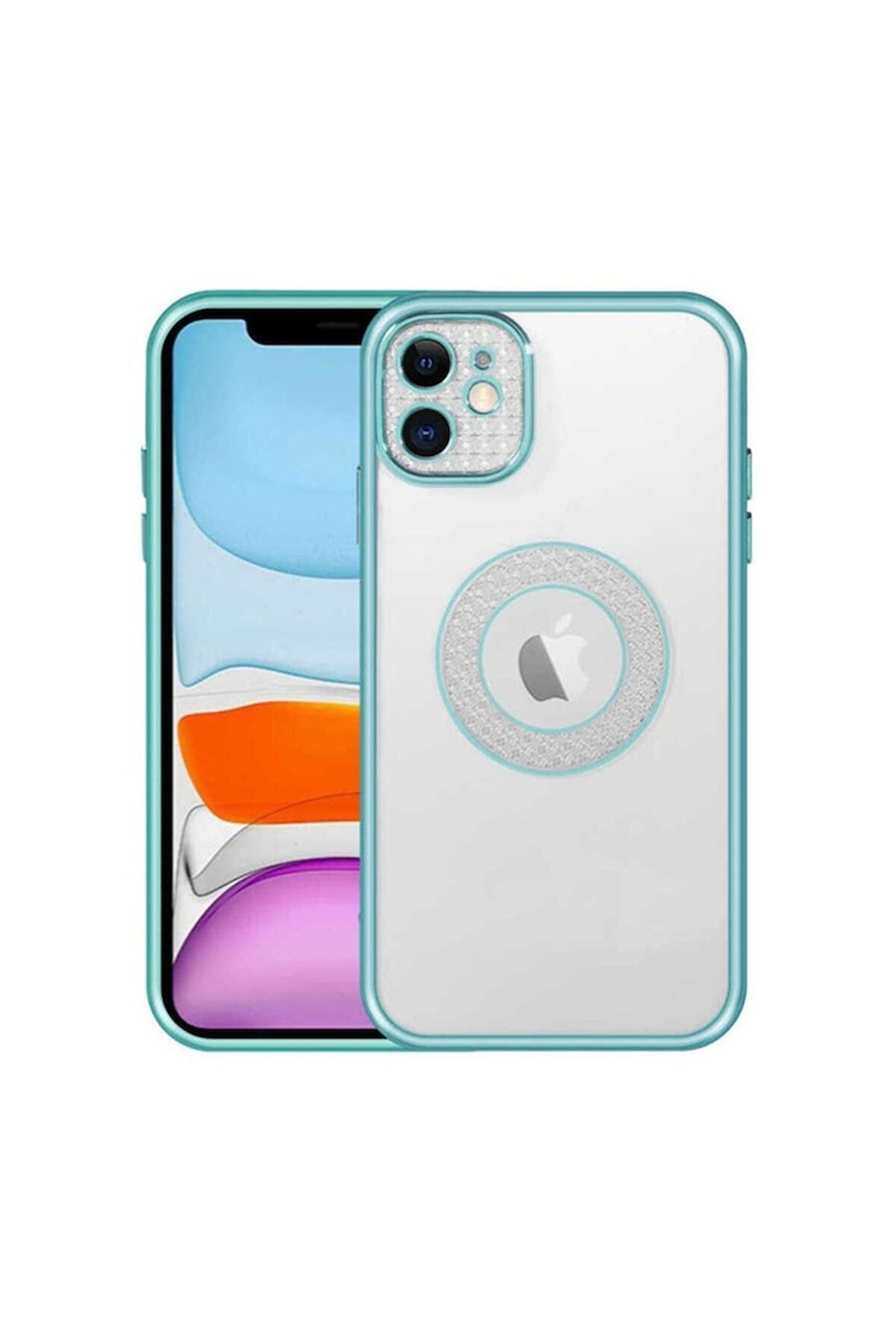 Apple iPhone 12 Uyumlu Kılıf Kamera Korumalı Logo Gösteren Zore Esta Kapak Yeşil