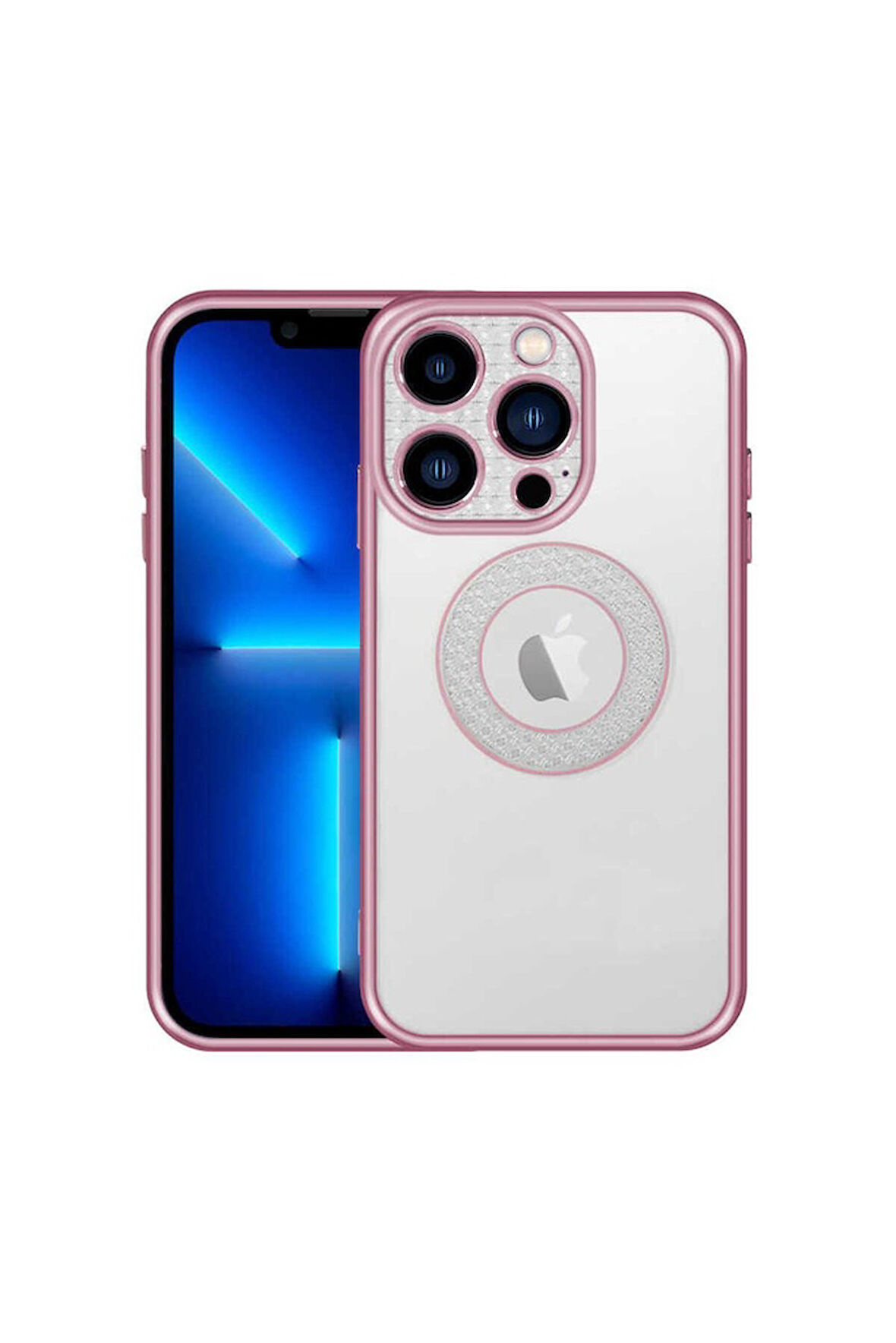 Apple iPhone 13 Pro Uyumlu Kılıf Kamera Korumalı Logo Gösteren Zore Esta Kapak Rose Gold