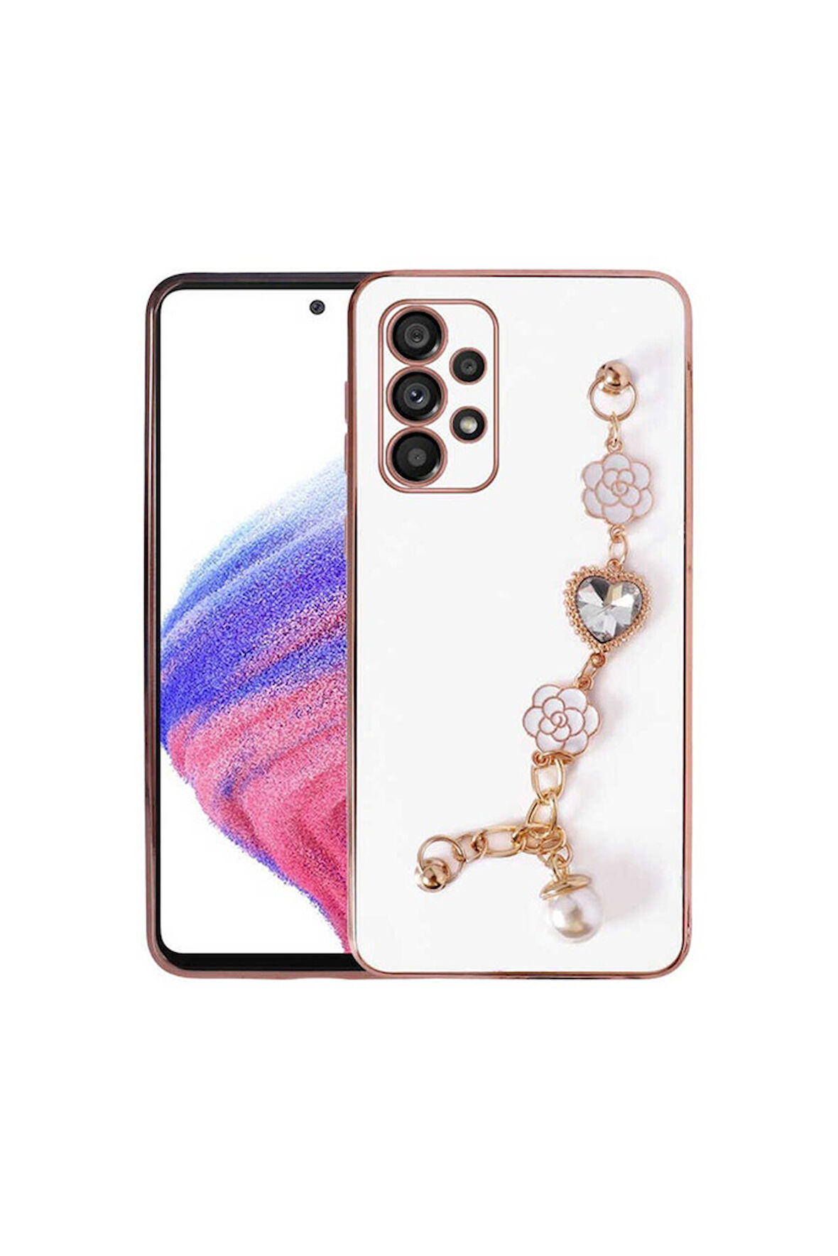 Samsung Galaxy A33 5G Uyumlu Kılıf El Tutamaçlı Kamera Korumalı Zore Taka Silikon Kapak Beyaz