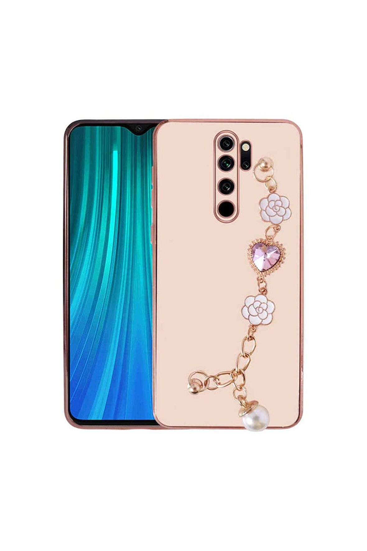 Xiaomi Redmi Note 8 Pro Uyumlu Kılıf El Tutamaçlı Kamera Korumalı Zore Taka Silikon Kapak Pembe