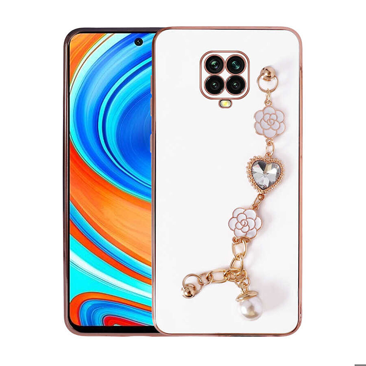 Xiaomi Redmi Note 9S Uyumlu Kılıf El Tutamaçlı Kamera Korumalı Zore Taka Silikon Kapak Beyaz