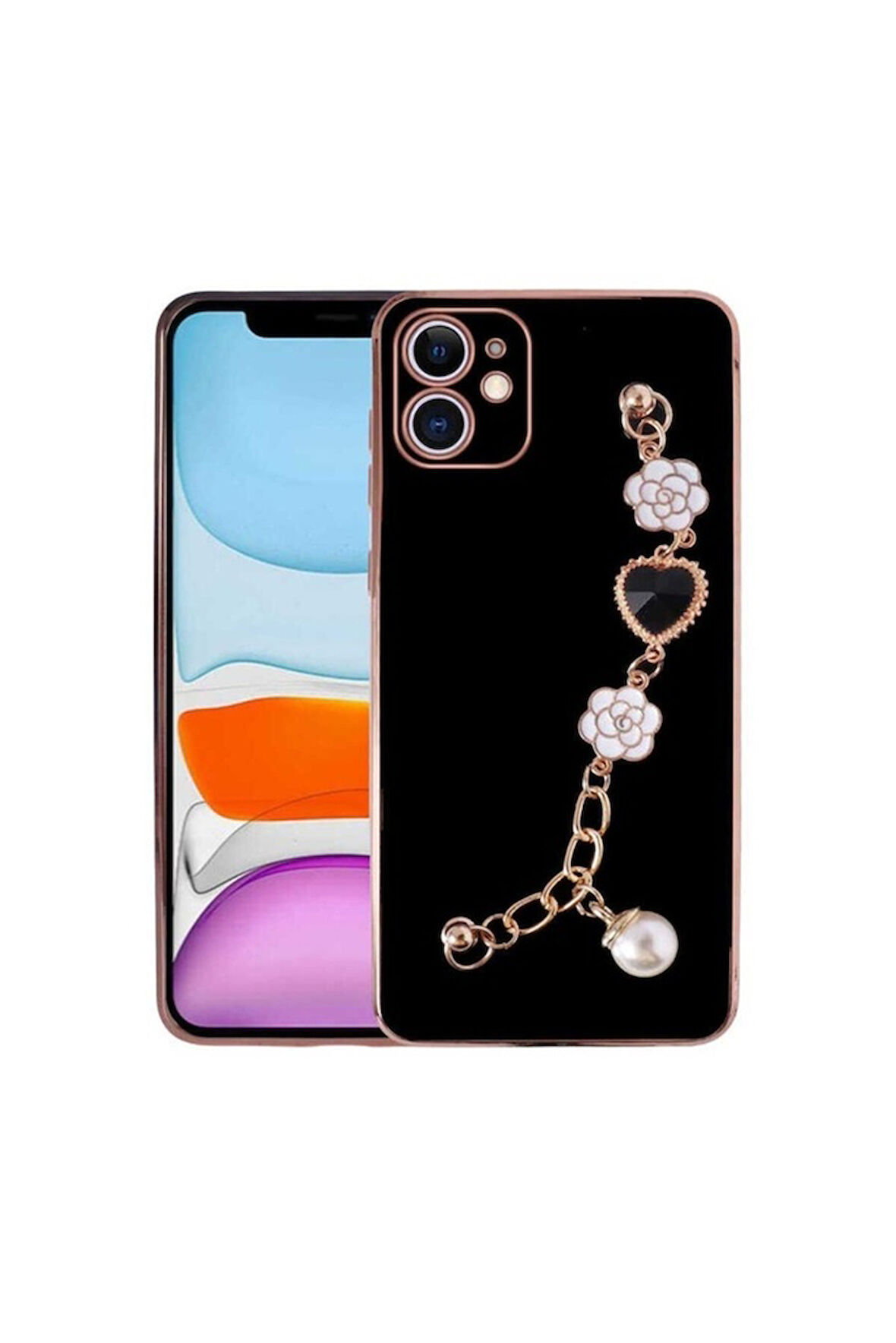 Apple iPhone 11 Uyumlu Kılıf El Tutamaçlı Kamera Korumalı Zore Taka Silikon Kapak Siyah