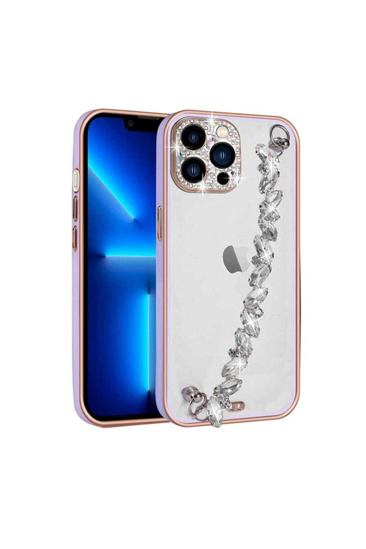 Apple iPhone 12 Pro Max Uyumlu Kılıf Taş Süslemeli Kamera Korumalı El Tutamaçlı Zore Blazer Kapak Lila
