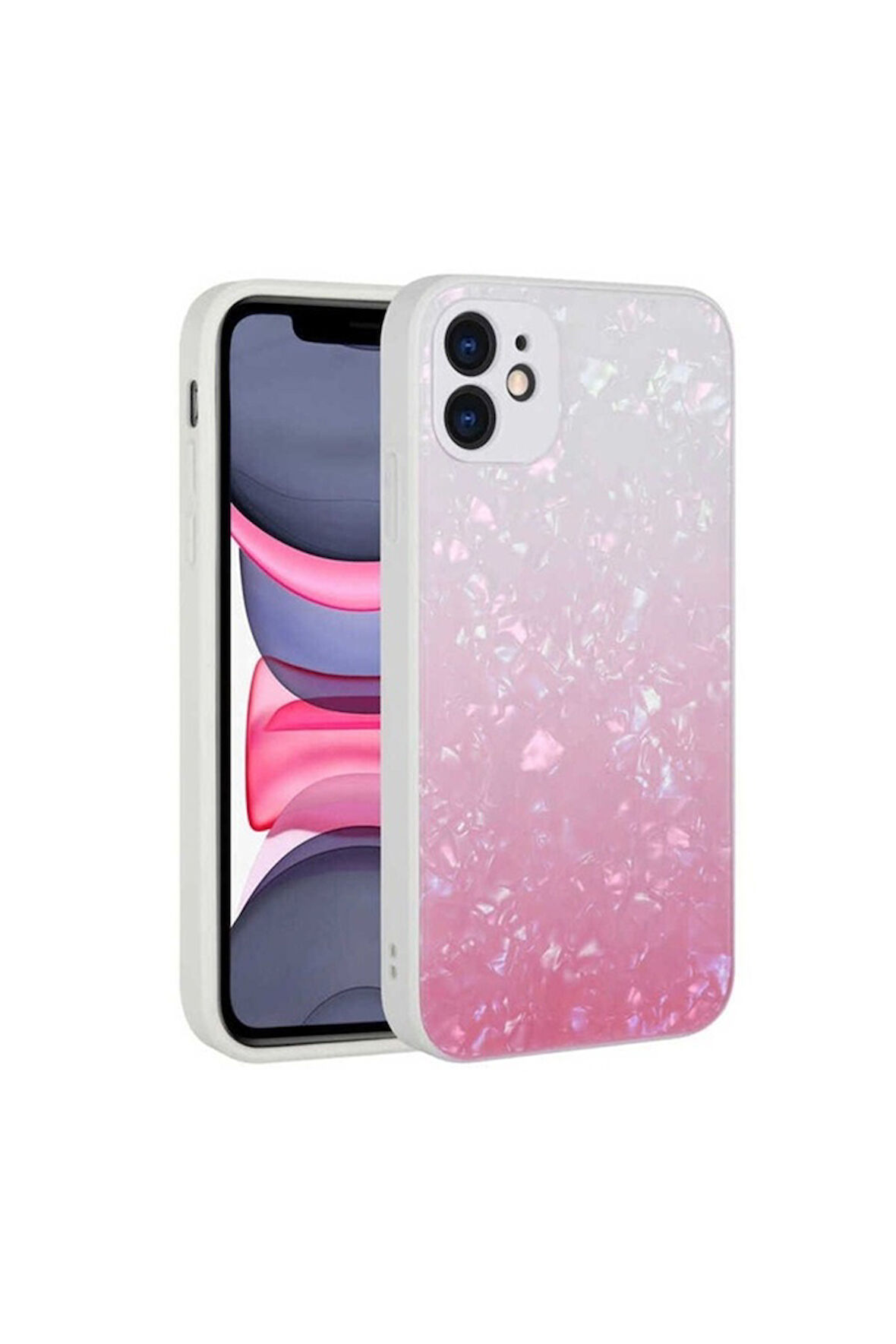 Apple iPhone 11 Uyumlu Kılıf Renk Geçişli Mermer Desenli Sert Silikon Zore Granit Kapak NO1