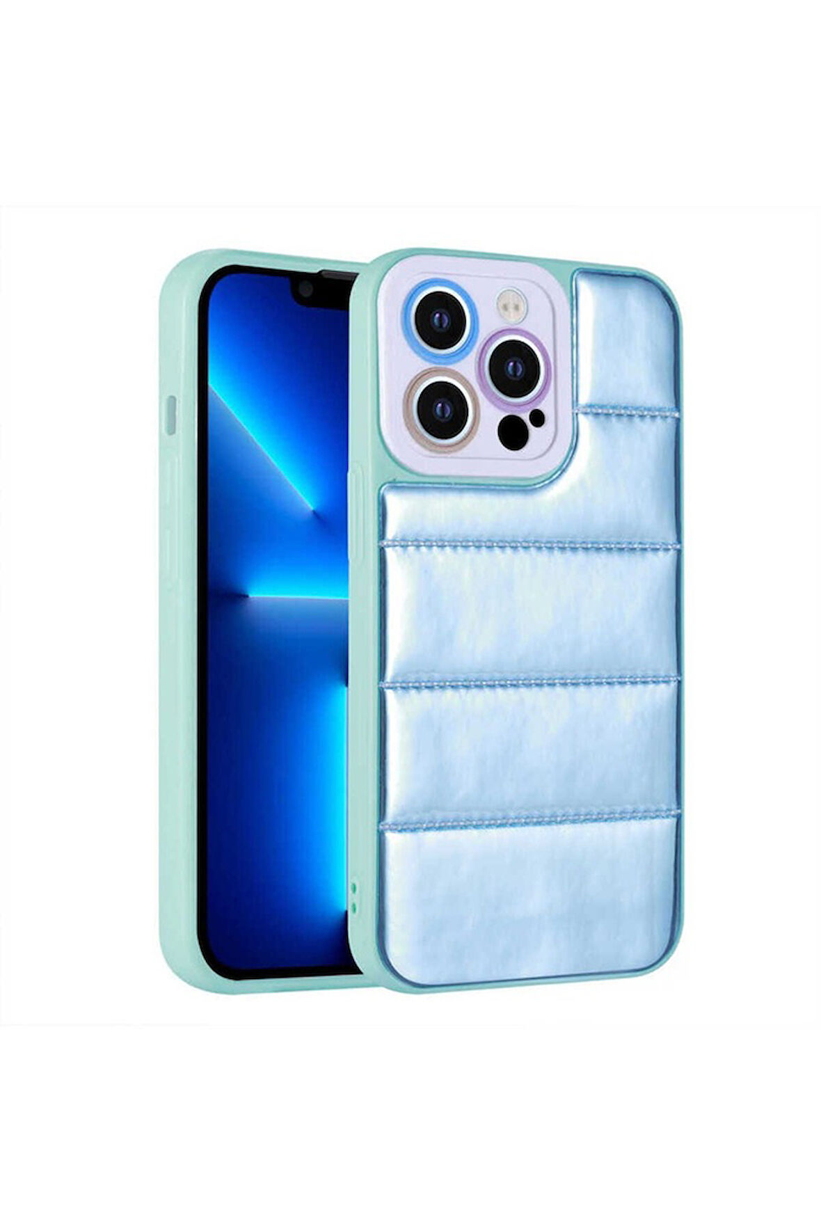Apple iPhone 12 Pro Max Uyumlu Kılıf Kamera Korumalı Airbagli Renkli Zore Seksek Kapak Mavi