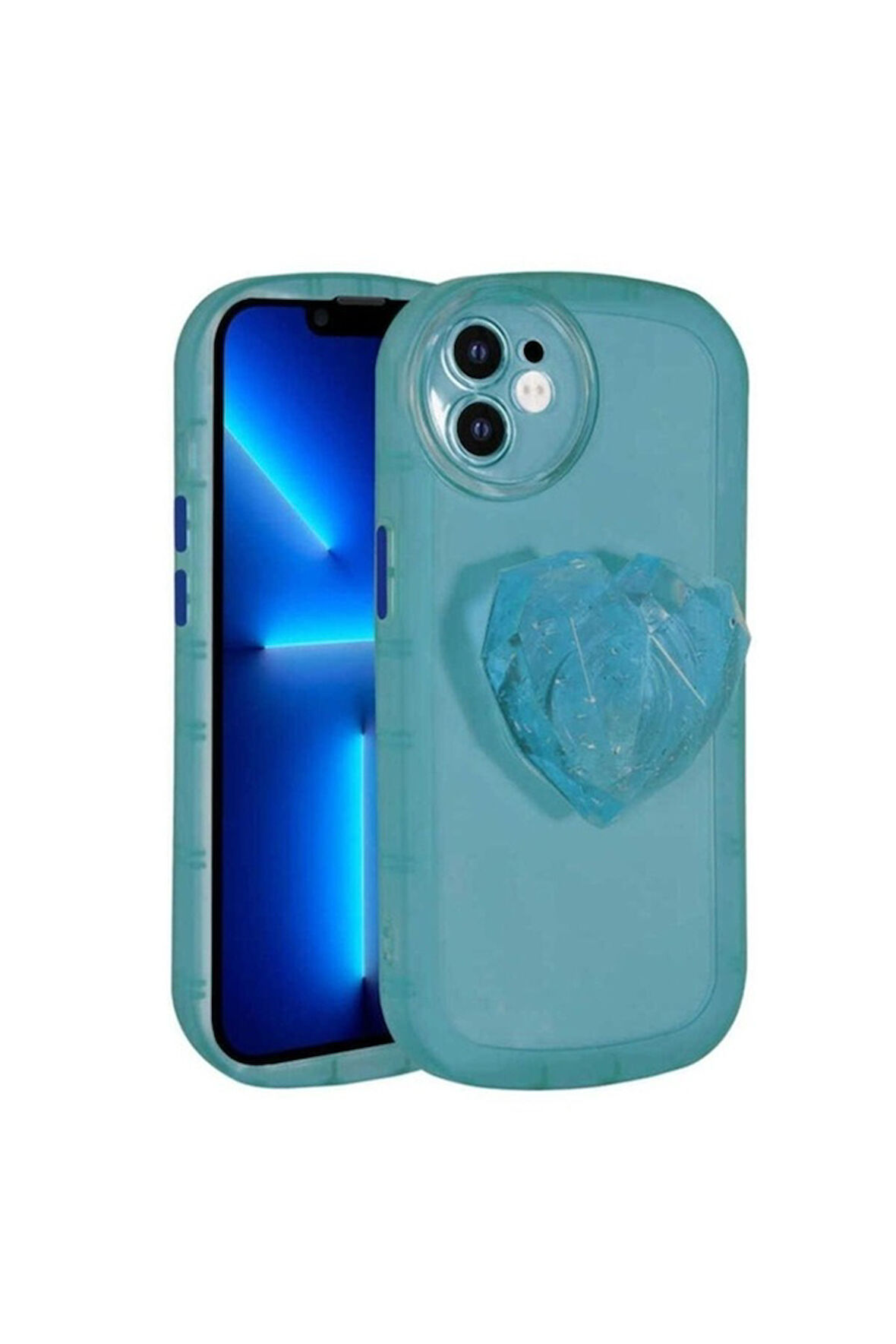 Apple iPhone 12 Uyumlu Kılıf Kamera Korumalı Pop Soketli Renkli Zore Ofro Kapak Mavi