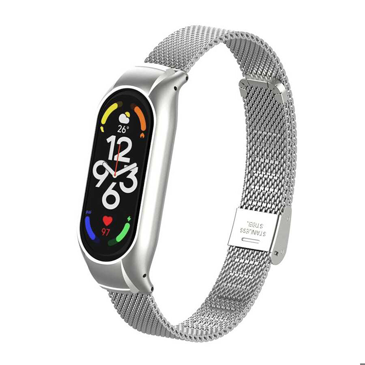 Xiaomi Mi Band 7 Uyumlu KRD-06 Metal Kordon Gümüş