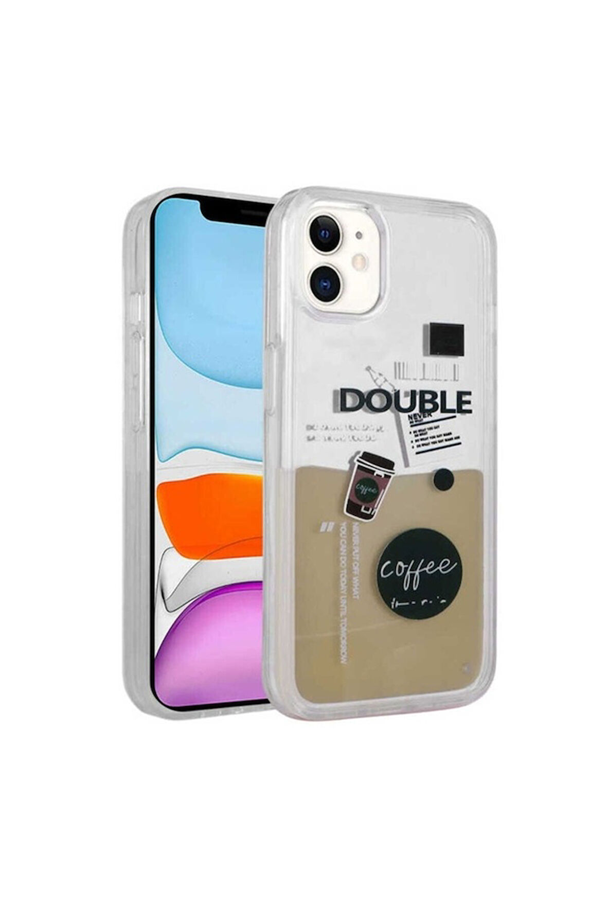 Apple iPhone 11 Uyumlu Kılıf Desenli Sıvılı Zore Drink Silikon Kapak NO3