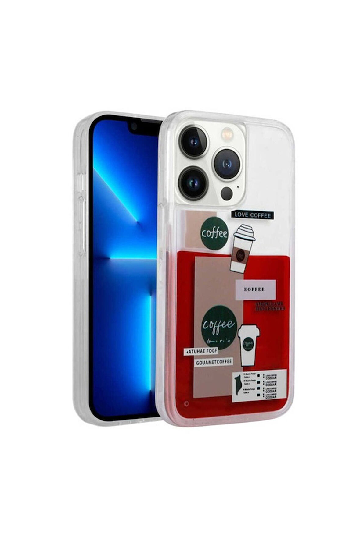 Apple iPhone 12 Pro Max Uyumlu Kılıf Desenli Sıvılı Zore Drink Silikon Kapak NO1