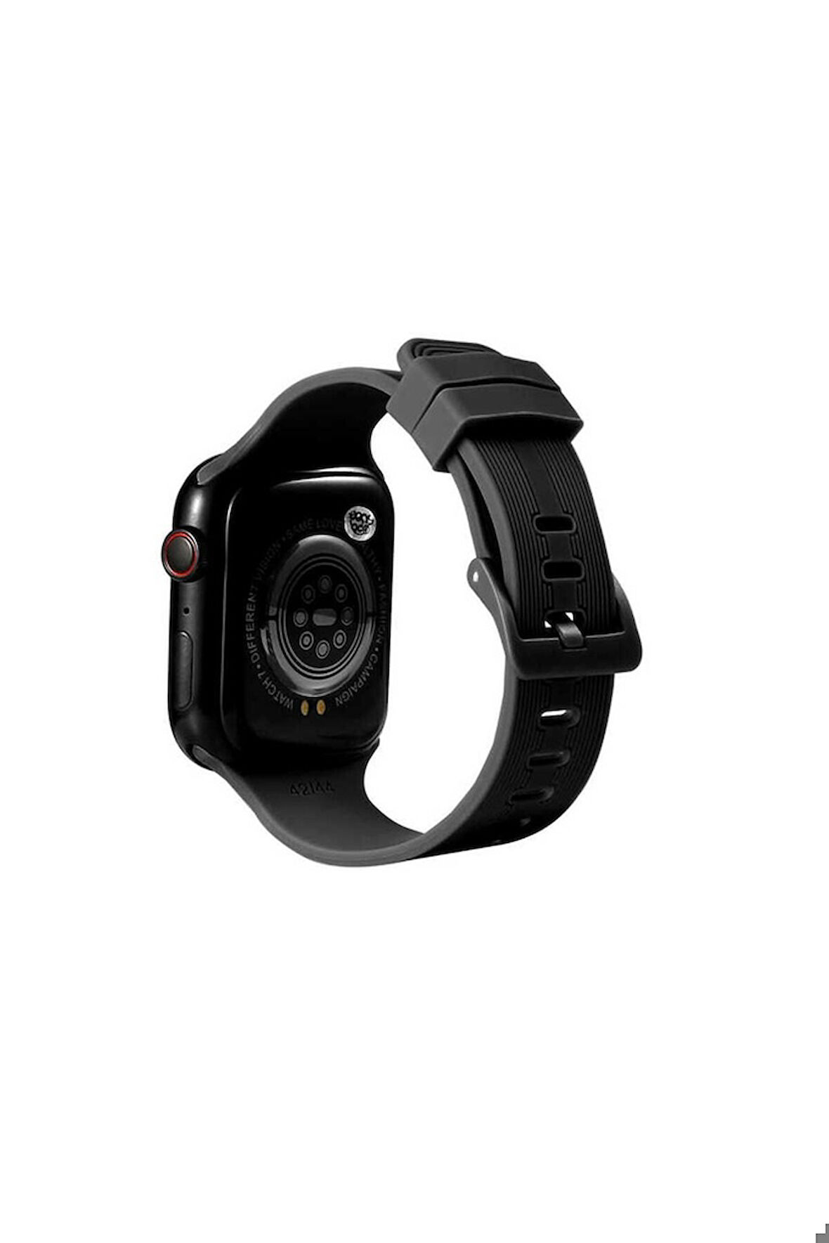 Apple Watch 7 45mm Uyumlu Kordon Silikon Yumuşak Esnek Sportif KRD-23 Kayış Siyah