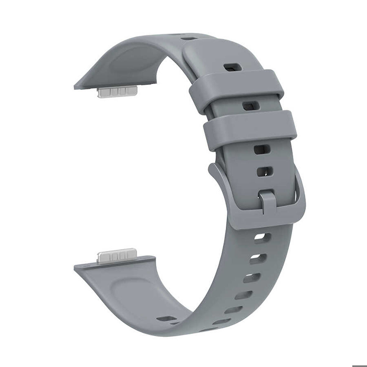 Huawei Watch Fit 2 Uyumlu Kordon Silikon Yumuşak Esnek Aparatlı KRD-43 Kayış Gri