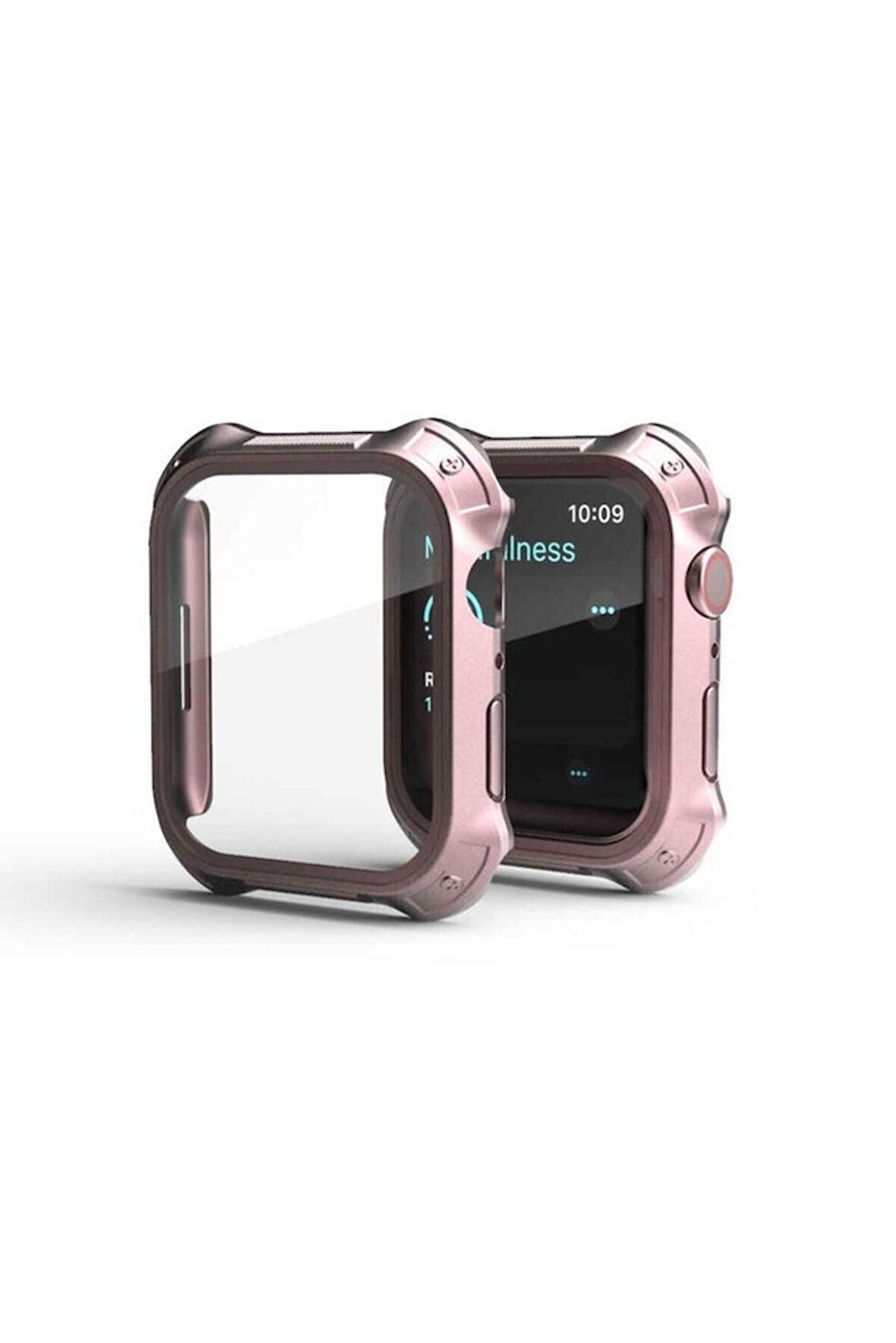 Apple Watch 7 45mm Uyumlu Tank Zırh Kasa ve Ekran Koruyucu Zore Watch Gard 10 Rose Gold