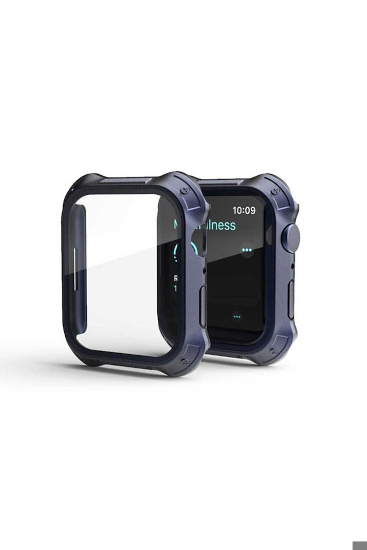 Apple Watch 7 45mm Uyumlu Tank Zırh Kasa ve Ekran Koruyucu Zore Watch Gard 10 Lacivert