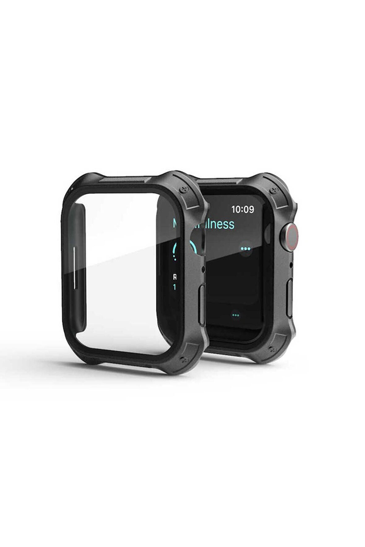 Apple Watch 7 45mm Uyumlu Tank Zırh Kasa ve Ekran Koruyucu Zore Watch Gard 10 Siyah