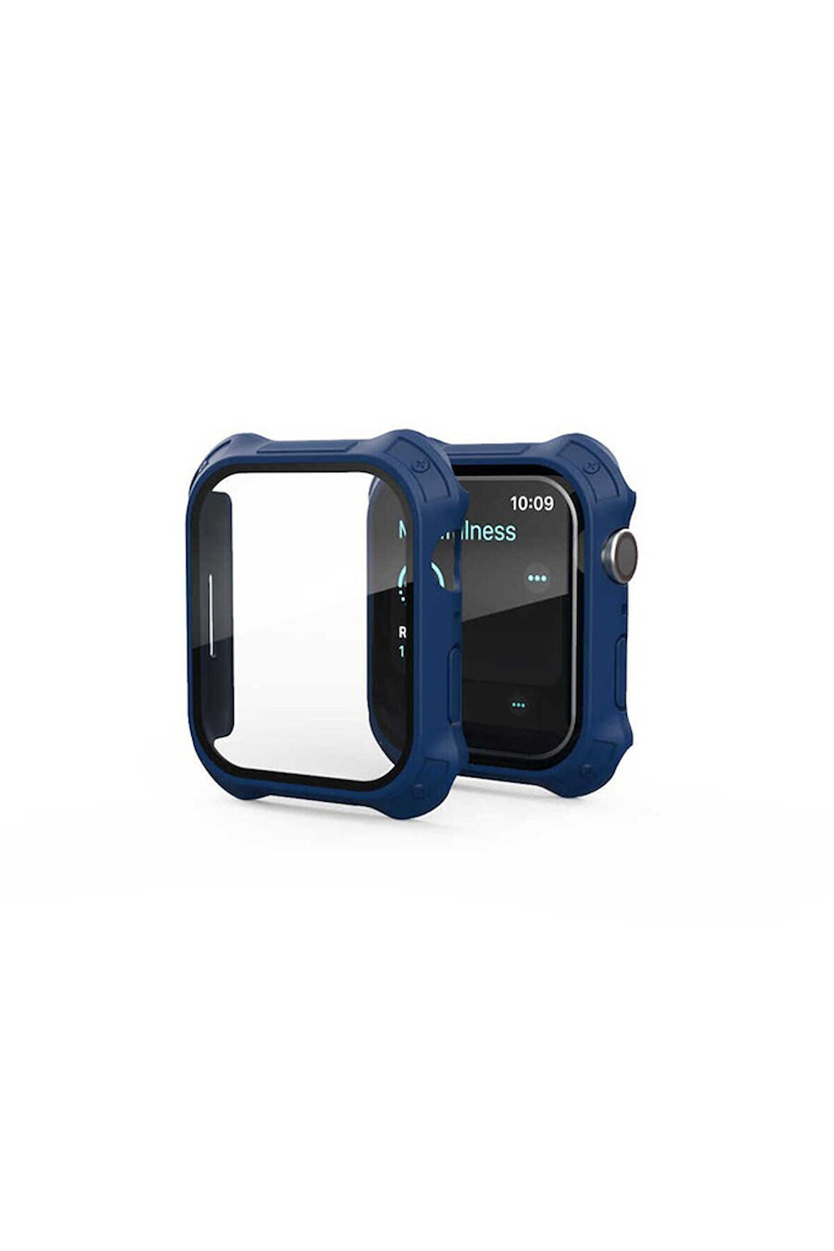 Apple Watch 7 41mm Uyumlu Tank Zırh Kasa ve Mat Görünümlü Ekran Koruyucu Zore Watch Gard 11 Lacivert