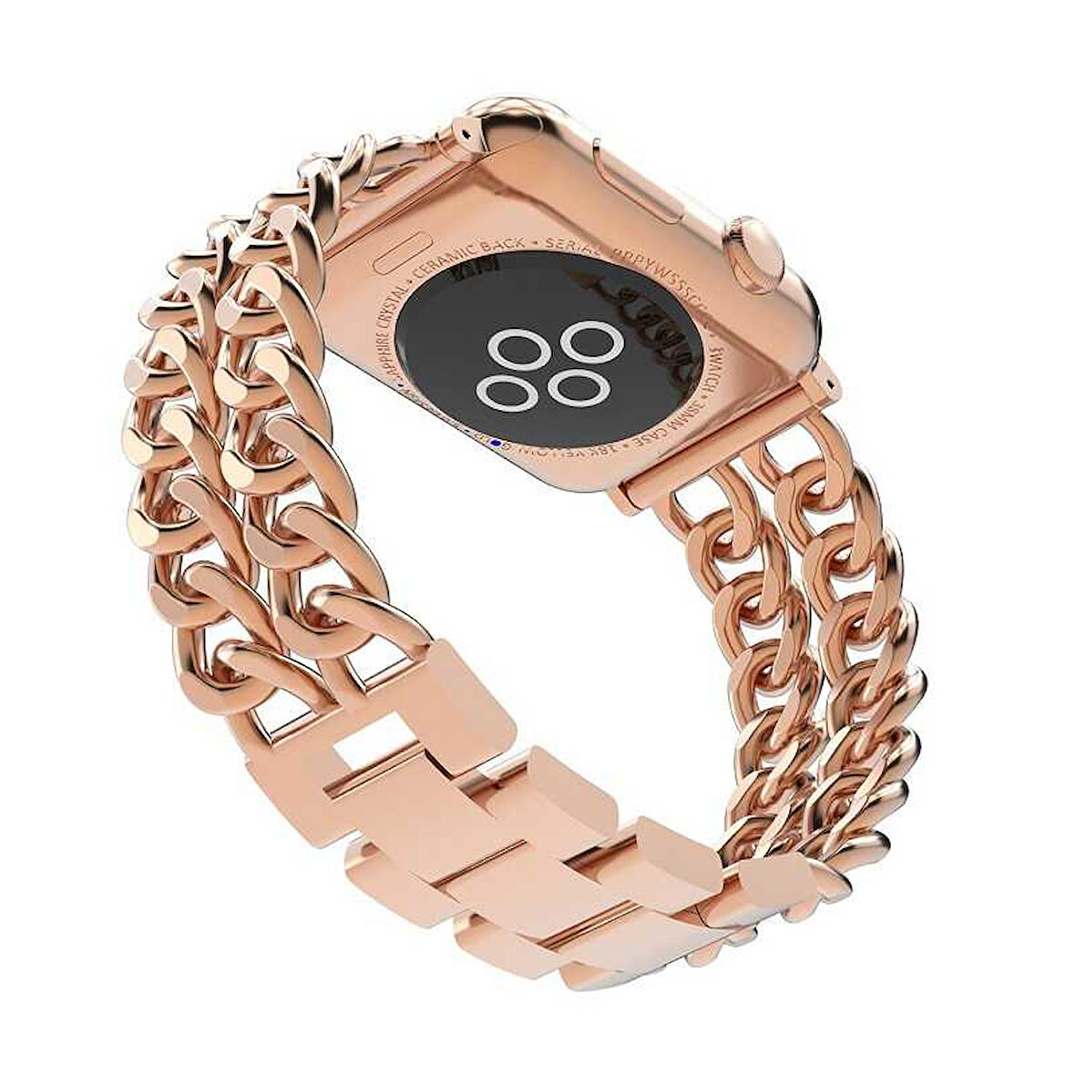 Apple Watch Ultra 49mm Uyumlu Kordon Cowboy Metal Strap Kayış Rose Gold