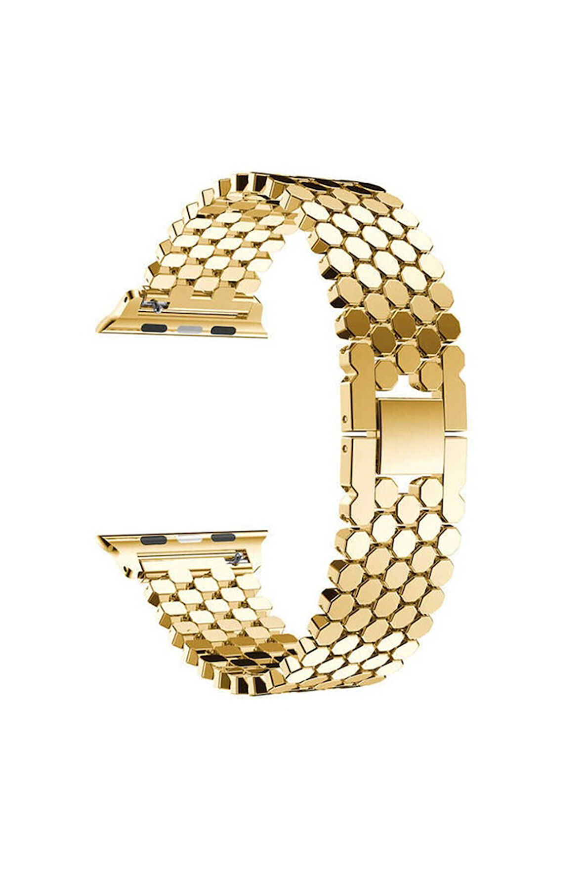 Apple Watch Ultra 49mm Uyumlu Kordon Metal Bal Peteği Şık Tasarım KRD-30 Kayış Gold