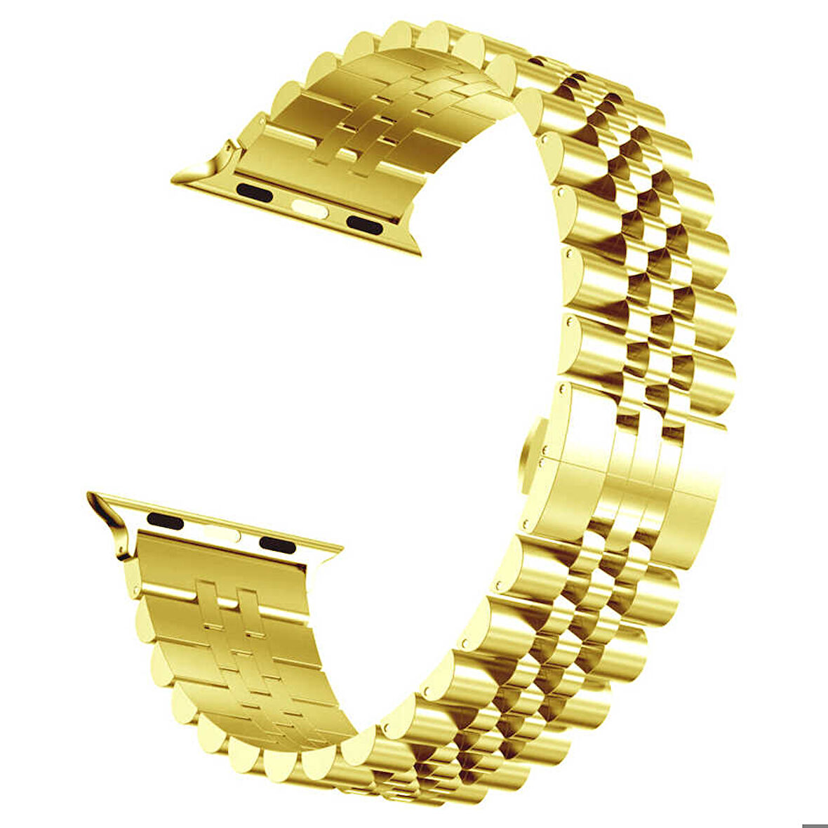 Apple Watch Ultra 49mm Uyumlu Kordon Paslanmaz Çelik Rolex Metal KRD-36 Kayış Gold