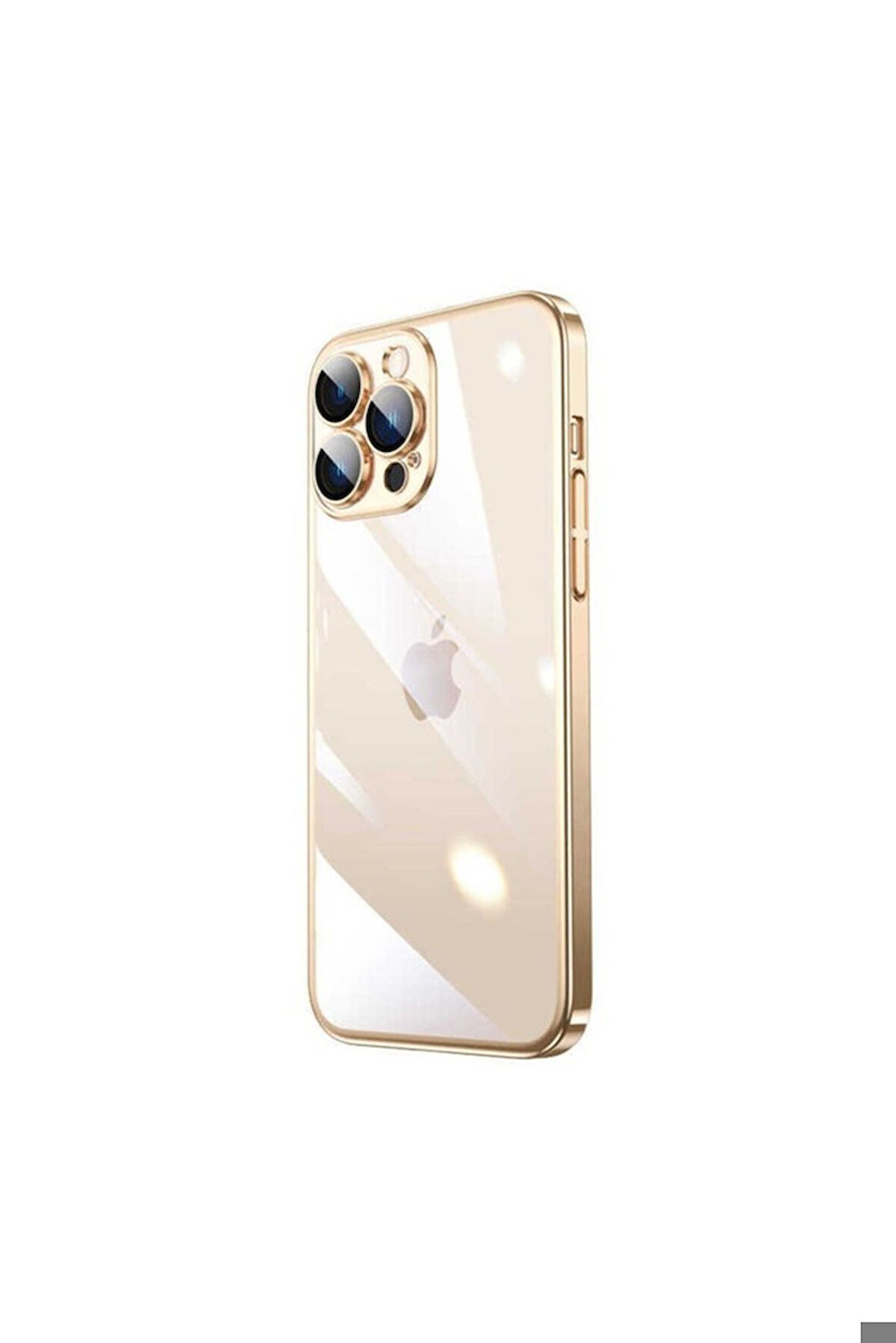 Apple iPhone 13 Pro Max Uyumlu Kılıf Sert PC Renkli Çerçeveli Zore Riksos Kapak Gold