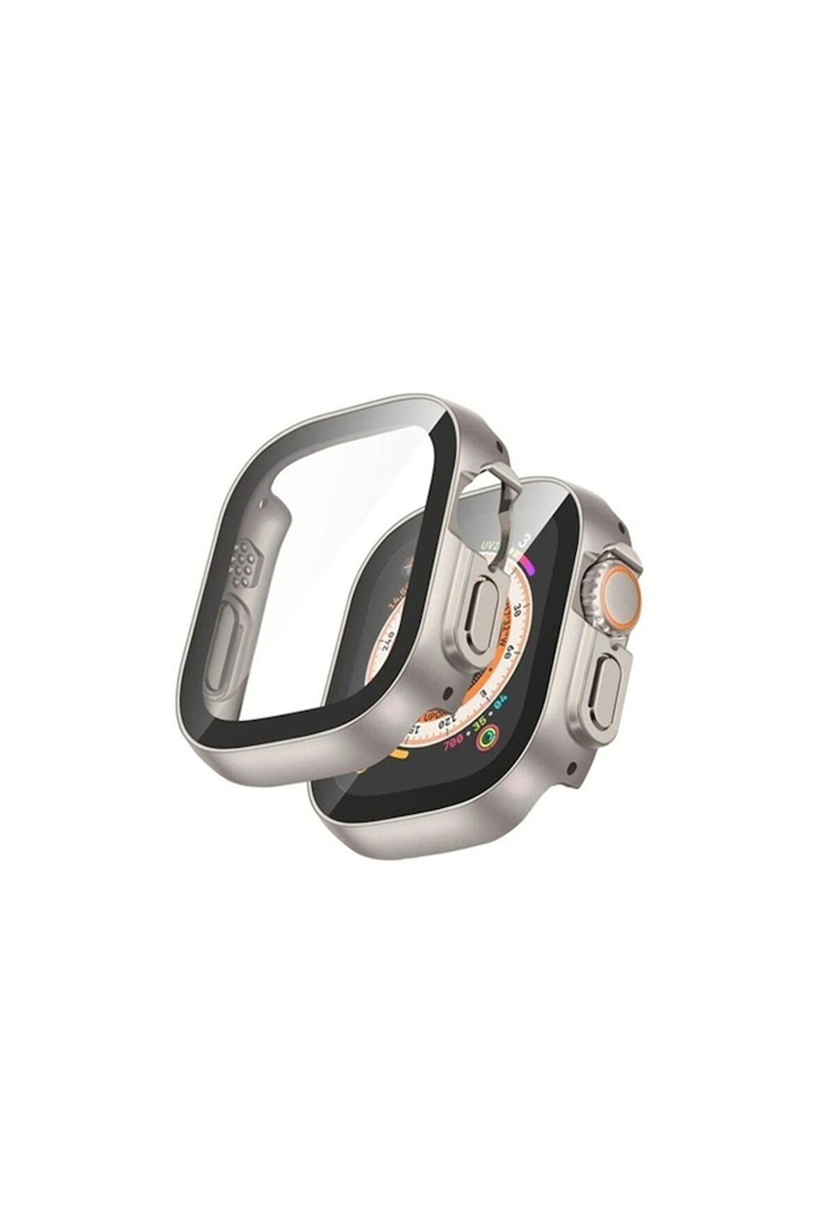 Apple Watch Ultra 49mm Uyumlu Kasa ve Ekran Koruyucu Zore Watch Gard 20 Gri