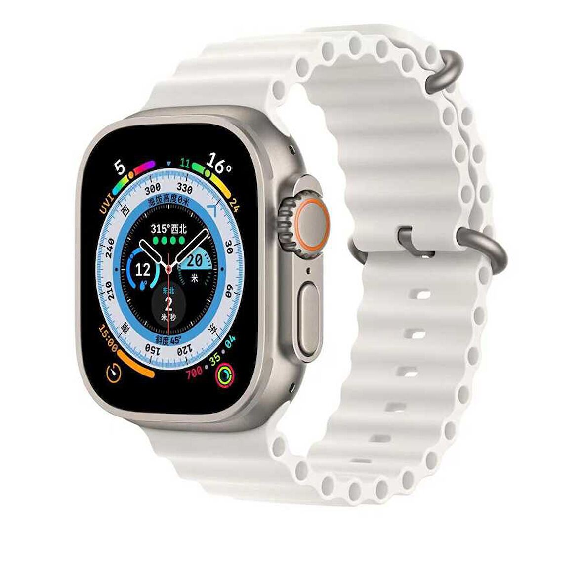 Apple Watch 44mm Uyumlu Kordon Ocean Silikon Yumuşak Esnek Metal Tokalı Zore KRD-75 Kayış Beyaz