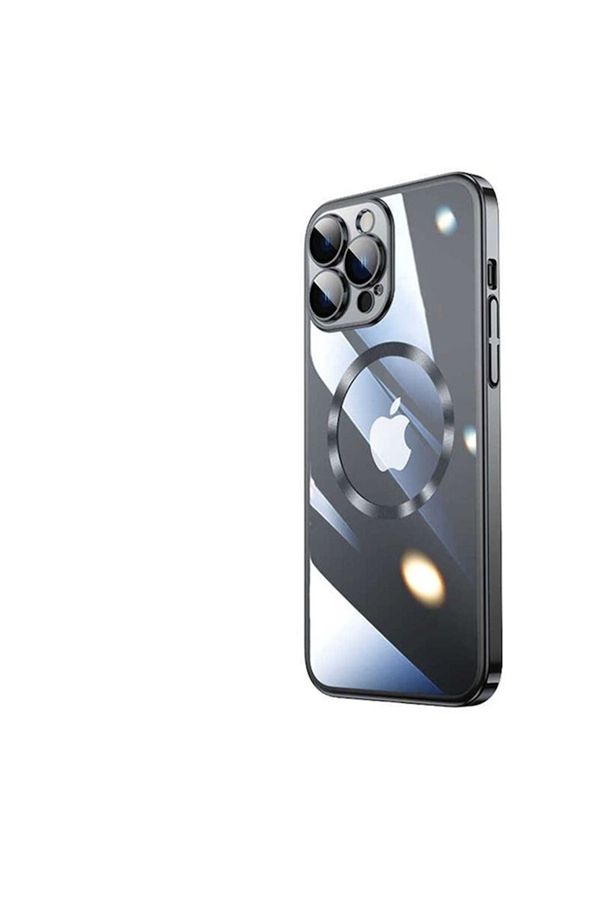 Apple iPhone 13 Pro Max Uyumlu Kılıf Wireless Şarj Özellikli Sert PC Zore Riksos Magsafe Kapak Siyah