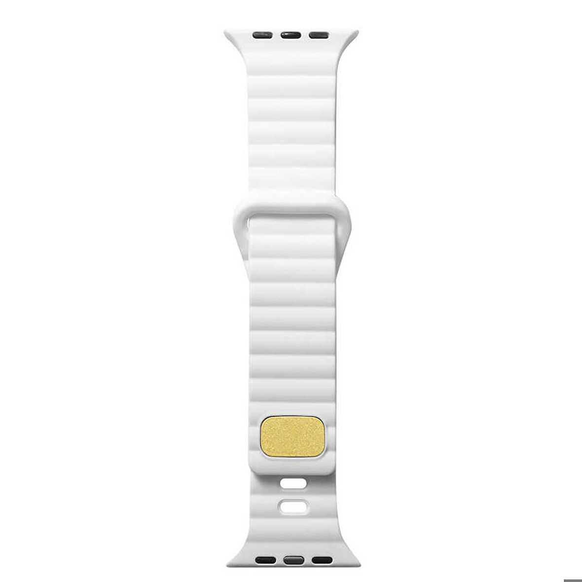 Apple Watch 38mm Uyumlu Kordon Silikon Soft Yüzey Metal Tokalı KRD-73 Kayış Beyaz