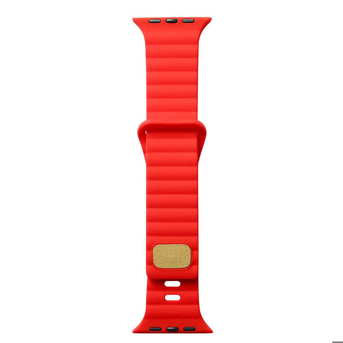 Apple Watch 7 41mm Uyumlu Kordon Silikon Soft Yüzey Metal Tokalı KRD-73 Kayış Kırmızı