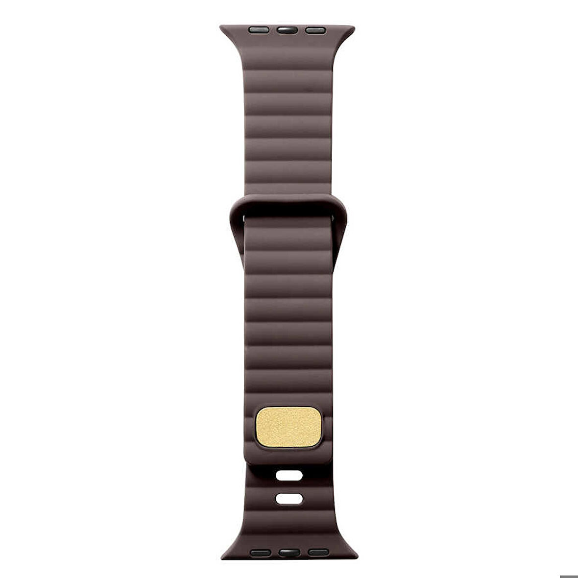 Apple Watch 42mm Uyumlu Kordon Silikon Soft Yüzey Metal Tokalı KRD-73 Kayış Kahverengi