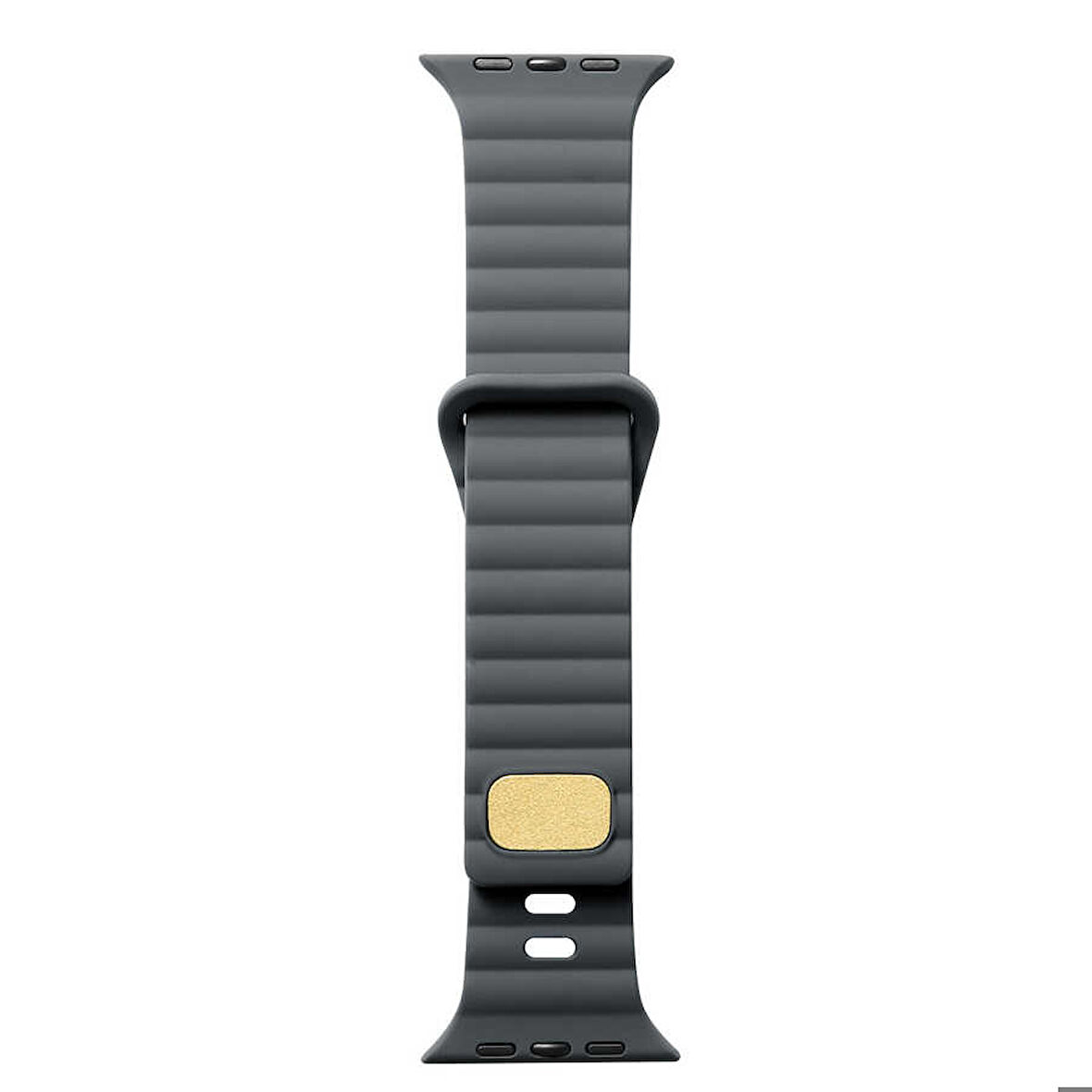 Apple Watch 44mm Uyumlu Kordon Silikon Soft Yüzey Metal Tokalı KRD-73 Kayış Gri