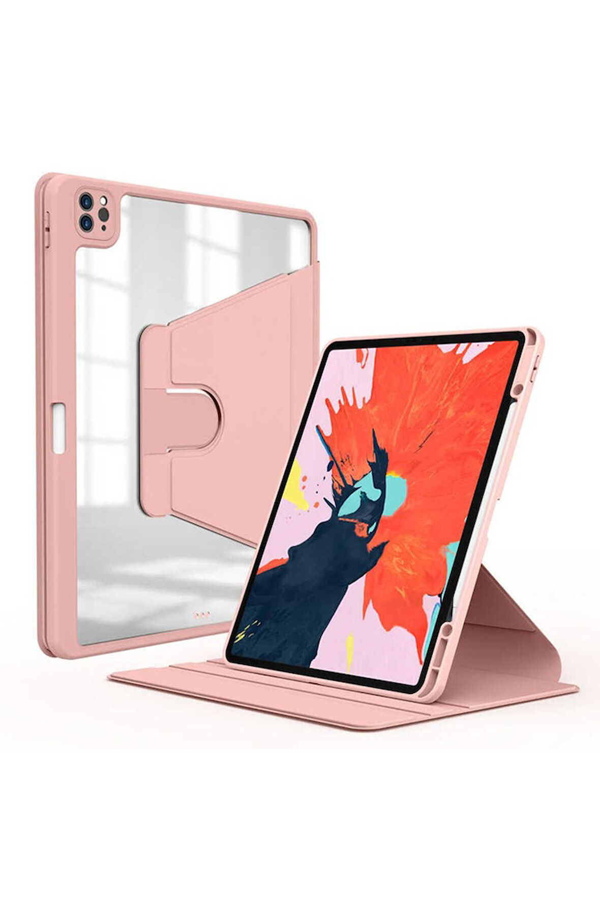 Apple iPad Pro 12.9 2022 M2 Uyumlu Kılıf Zore Nayn Dönebilen Standlı Kılıf Koyu Yeşil