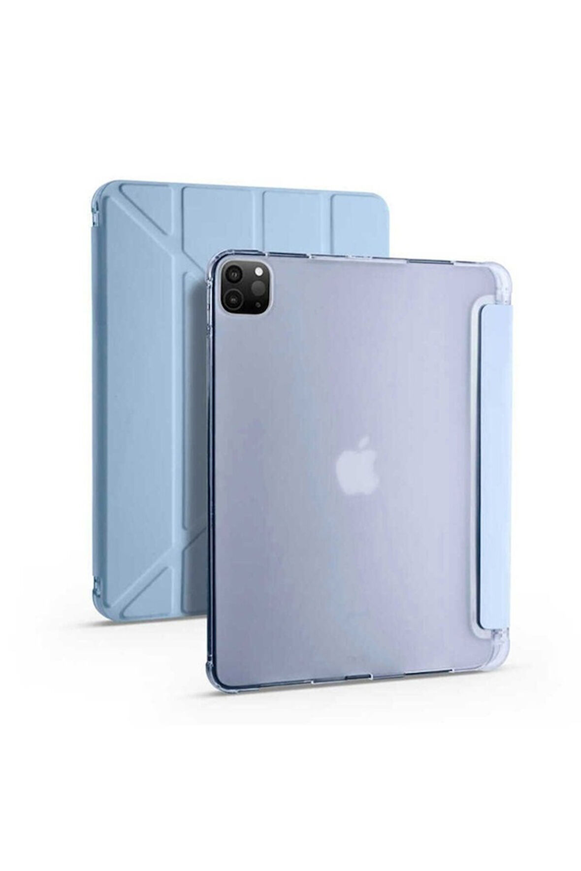 Apple iPad Pro 12.9 2022 M2 Uyumlu Kılıf Zore Tri Folding Kalem Bölmeli Standlı Kılıf Mavi