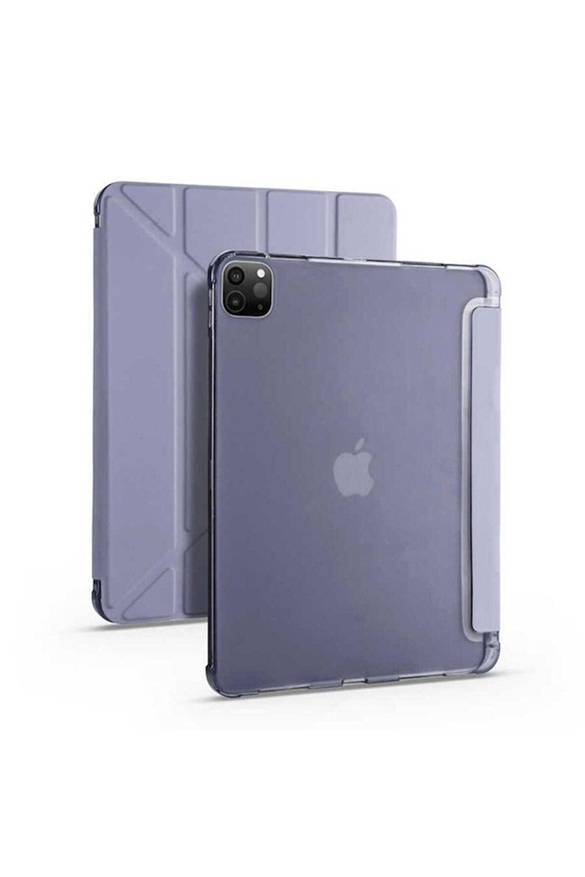 Apple iPad Pro 12.9 2022 M2 Uyumlu Kılıf Zore Tri Folding Kalem Bölmeli Standlı Kılıf Mor