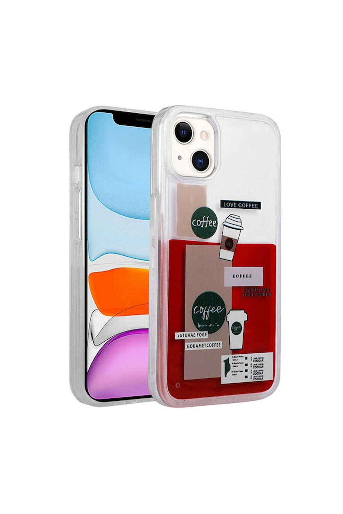 Apple iPhone 14 Plus Uyumlu Kılıf Desenli Sıvılı Zore Drink Silikon Kapak NO1
