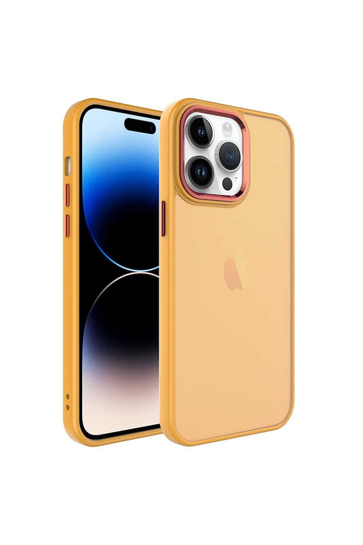 Apple iPhone 14 Pro Uyumlu Kılıf Buzlu Sert PC Zore May Kapak Turuncu