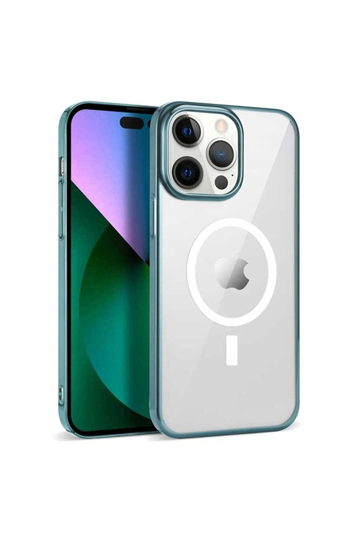 Apple iPhone 14 Pro Max Uyumlu Kılıf Zore Wireless Şarj Özellikli Pixel Magsafe Kapak Sierra Mavi
