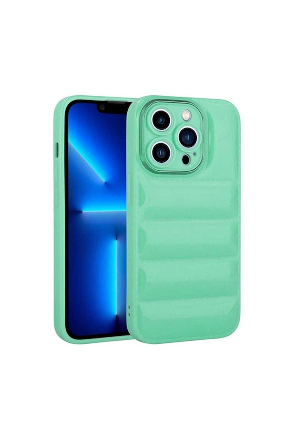 Apple iPhone 13 Pro Uyumlu Kılıf Kamera Korumalı Parlak Airbag'li Zore Galya Kapak Su Yeşil