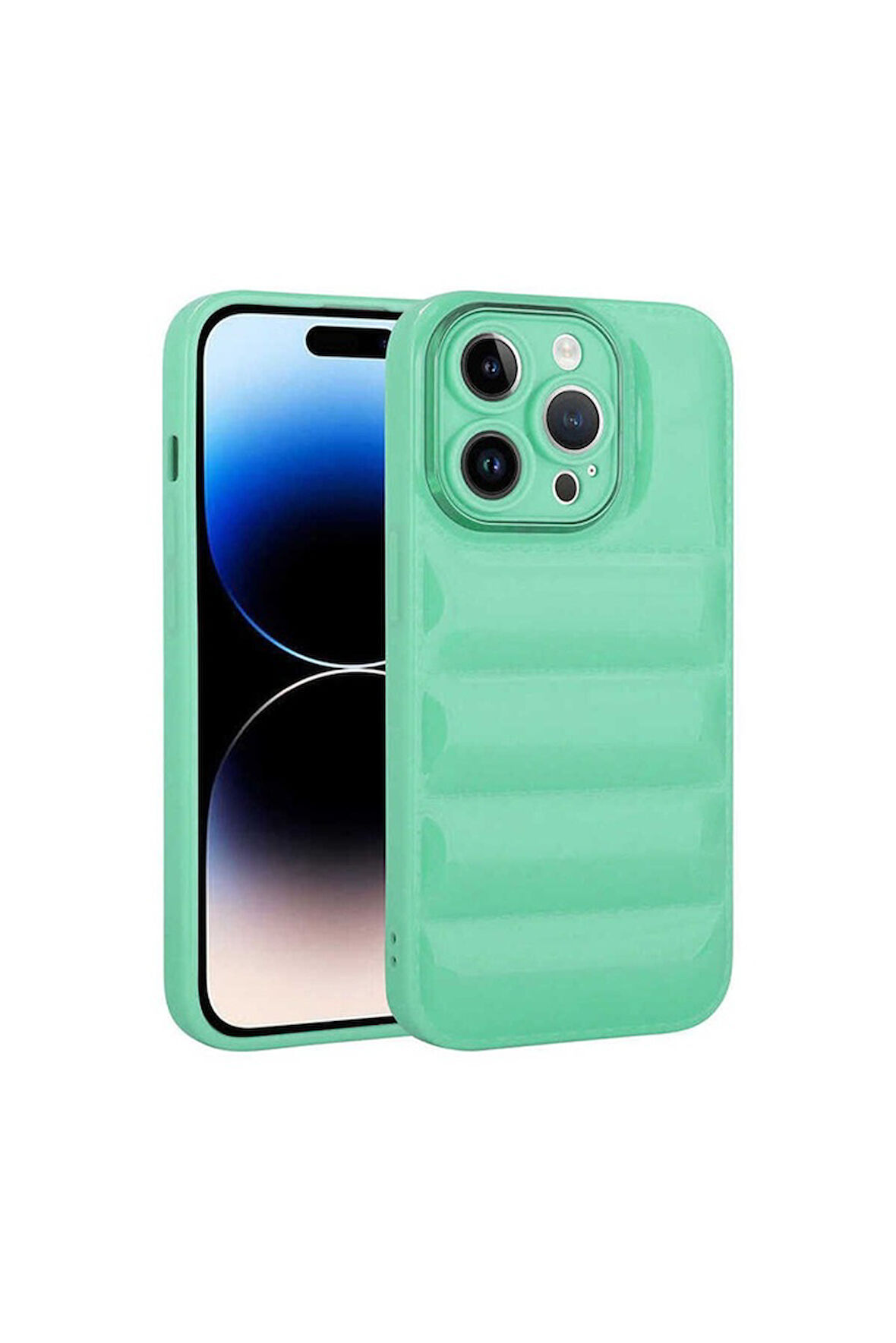 Apple iPhone 14 Pro Uyumlu Kılıf Kamera Korumalı Parlak Airbag'li Zore Galya Kapak Su Yeşil