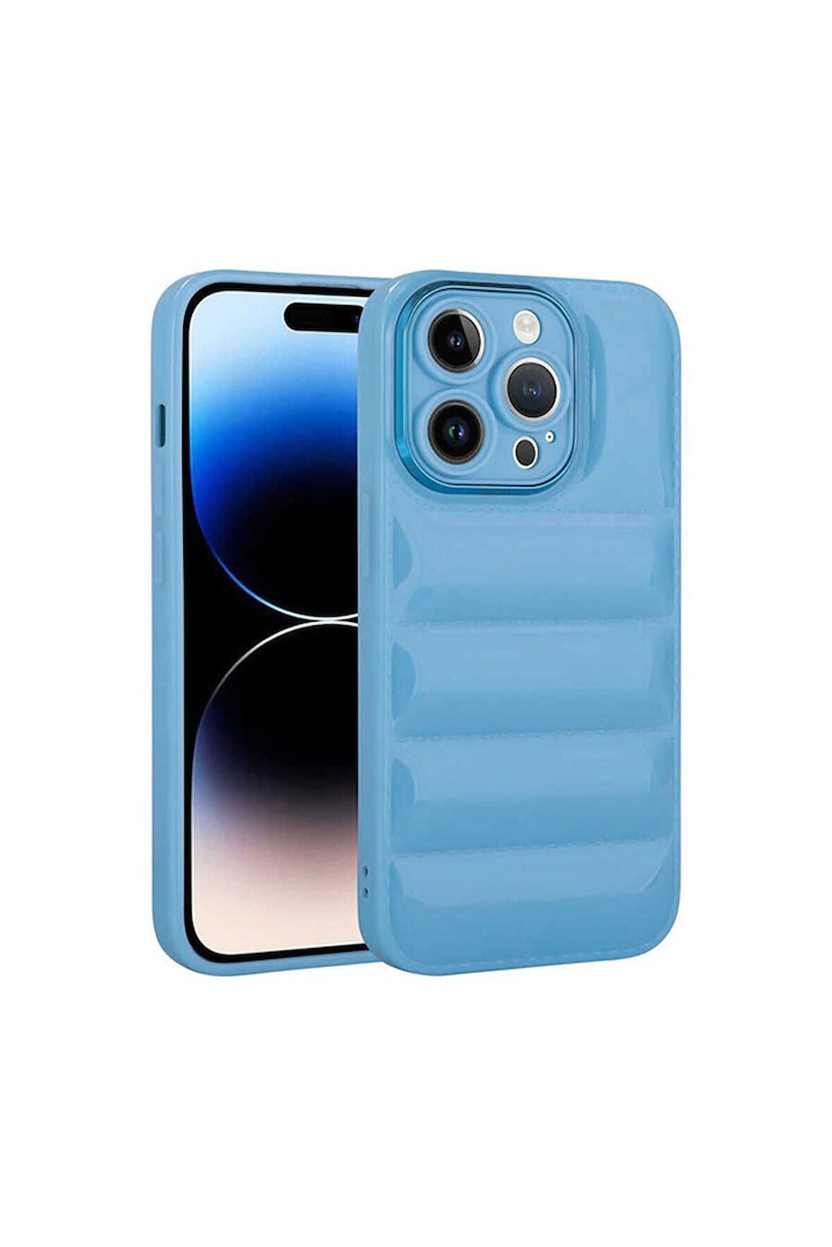 Apple iPhone 14 Pro Uyumlu Kılıf Kamera Korumalı Parlak Airbag'li Zore Galya Kapak Mavi