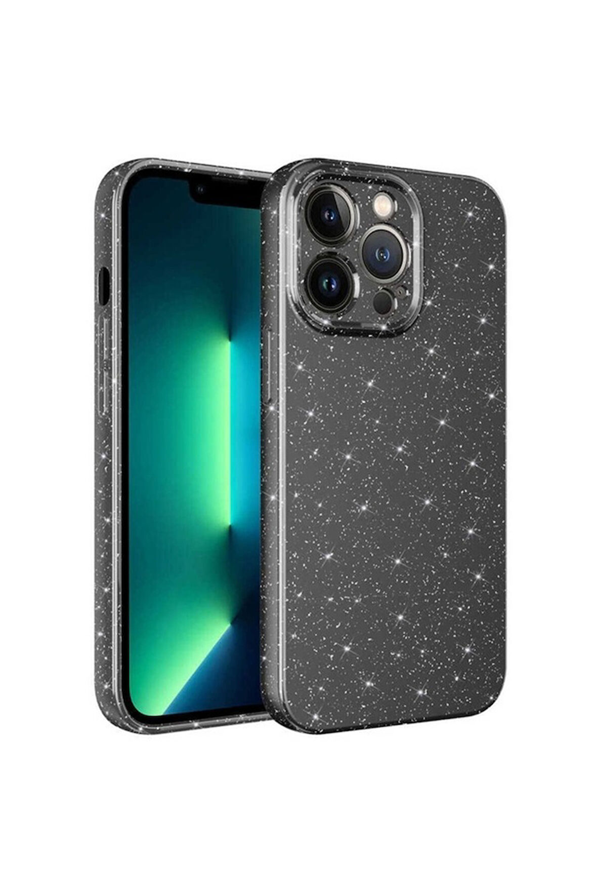 Apple iPhone 13 Pro Max Uyumlu Kılıf Kamera Korumalı Simli Lüks Zore Koton Kapak Gri