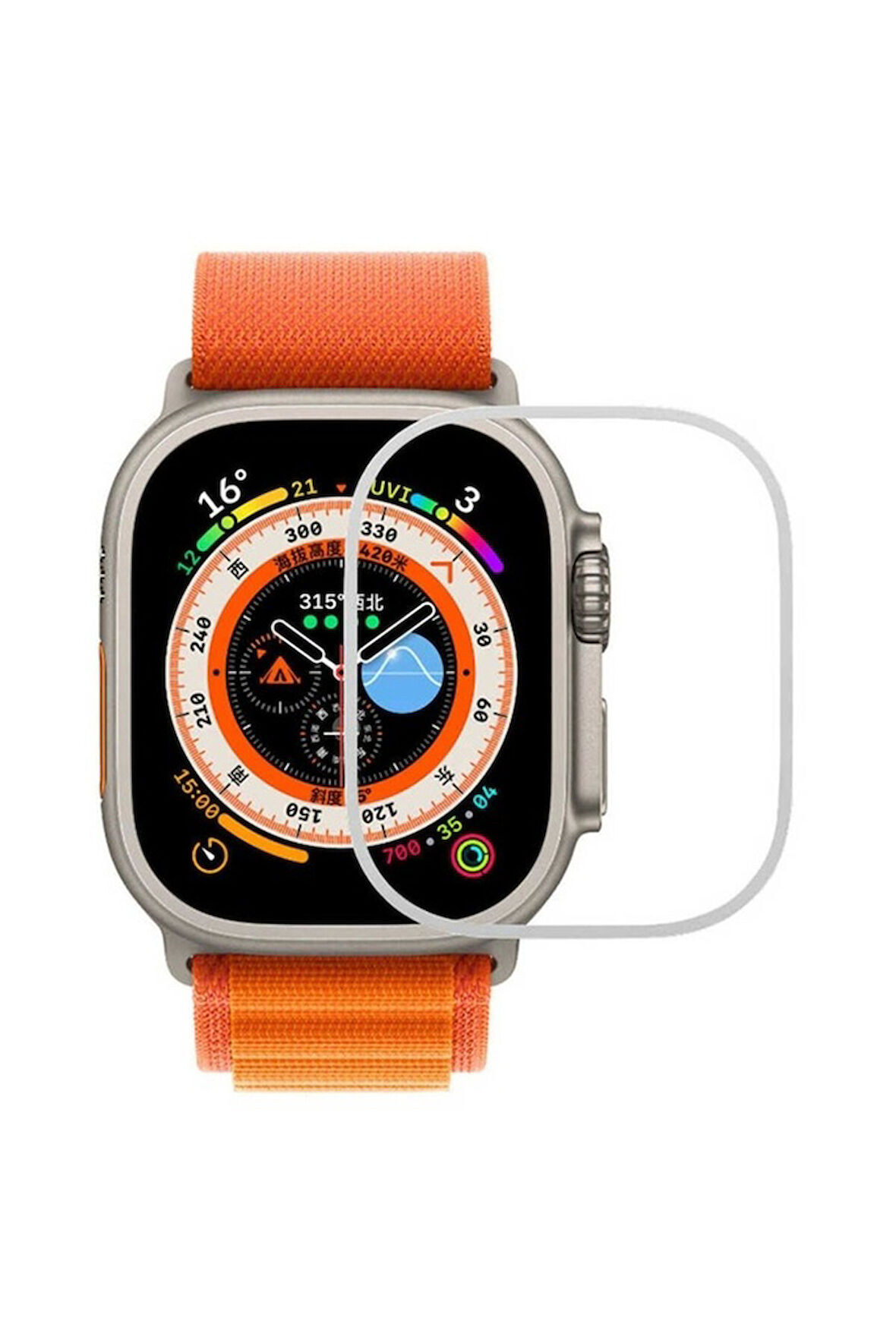 Apple Watch Ultra 49mm Uyumlu Zore Metal Kasa Koruyucu Saat Çerçevesi Gümüş