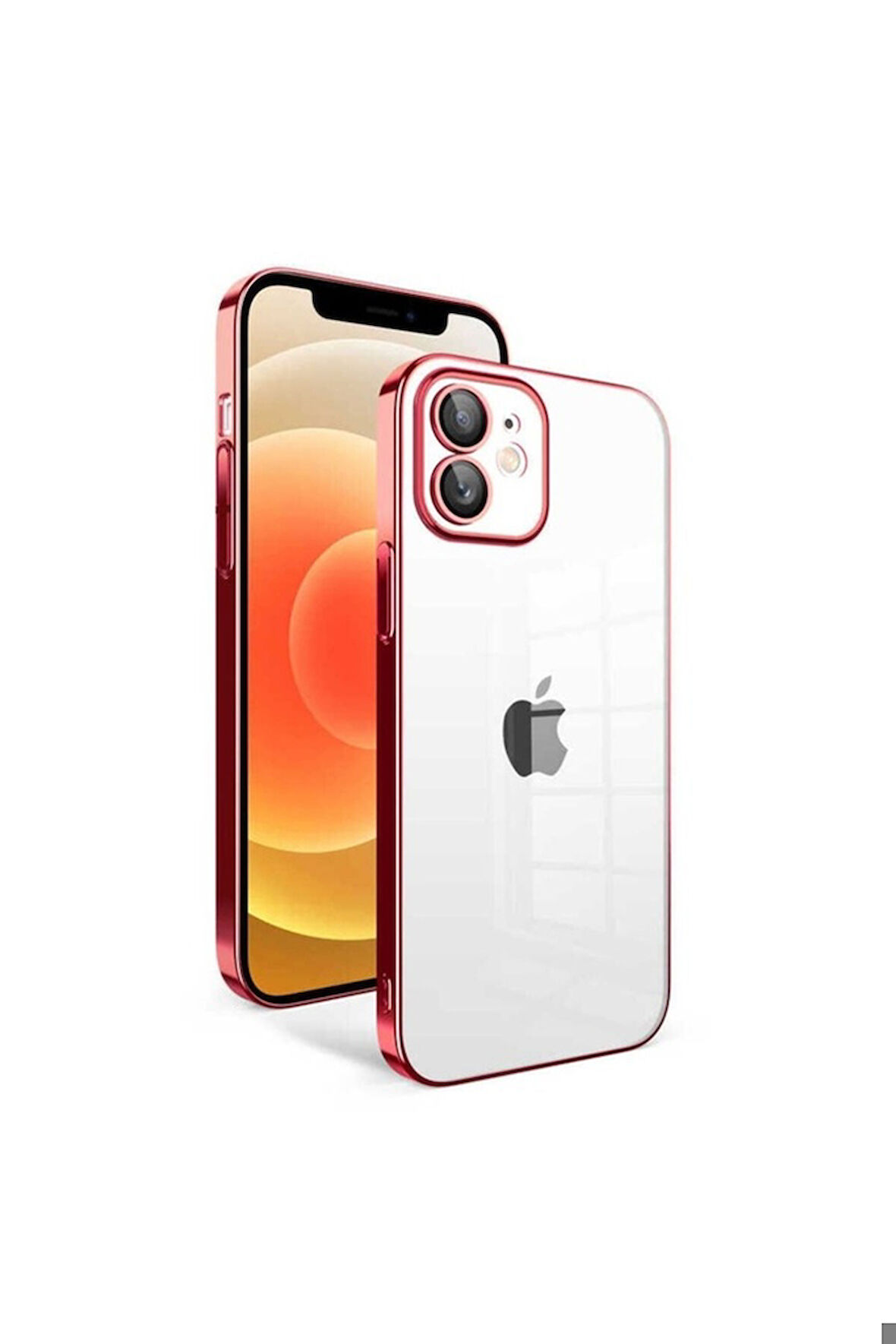 Apple iPhone 12 Uyumlu Kılıf Kamera Korumalı Renkli Çerçeveli Zore Garaj Kapak Kırmızı