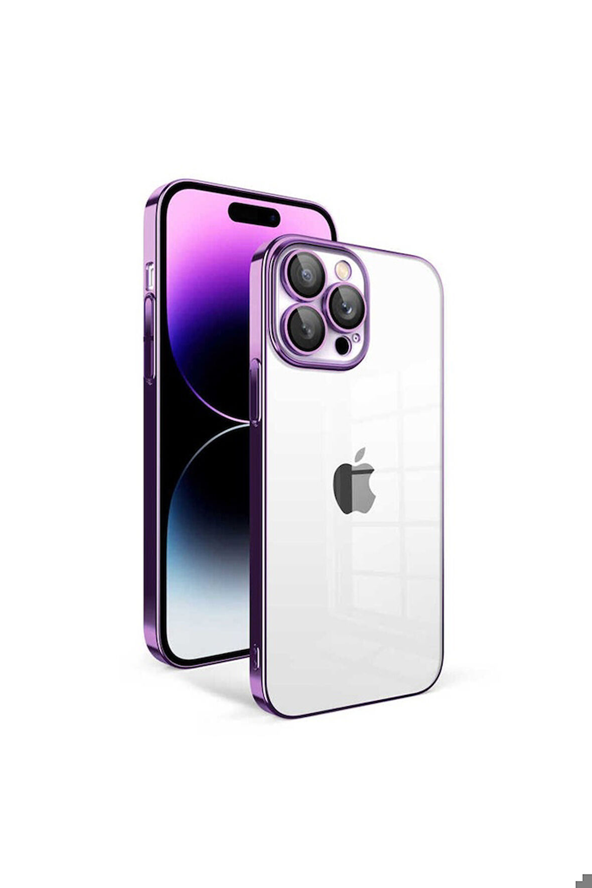 Apple iPhone 14 Pro Max Uyumlu Kılıf Kamera Korumalı Renkli Çerçeveli Zore Garaj Kapak Koyu Mor