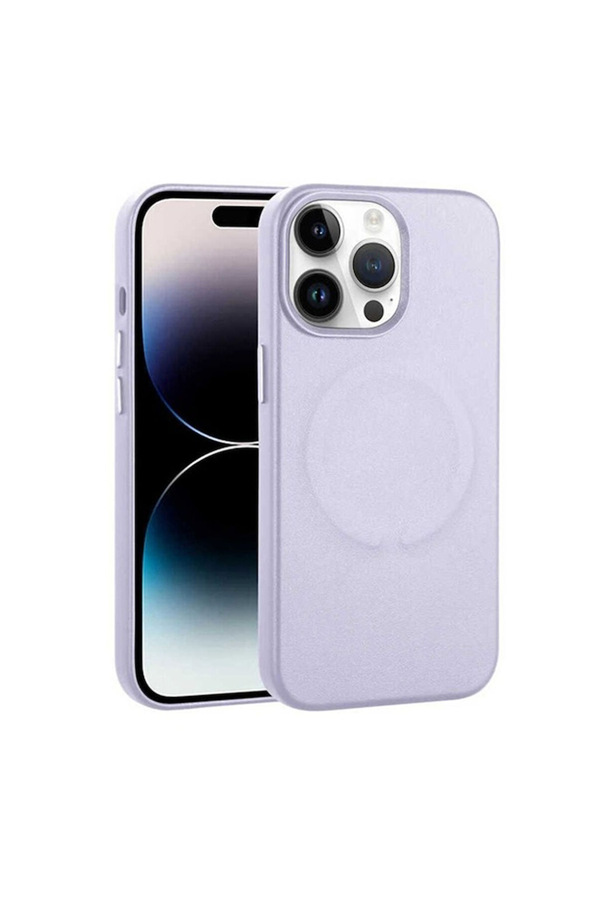 Apple iPhone 14 Pro Max Uyumlu Kılıf PU Deri Magsafe Wireless Şarj Özellikli Zore Derix Kapak Lila