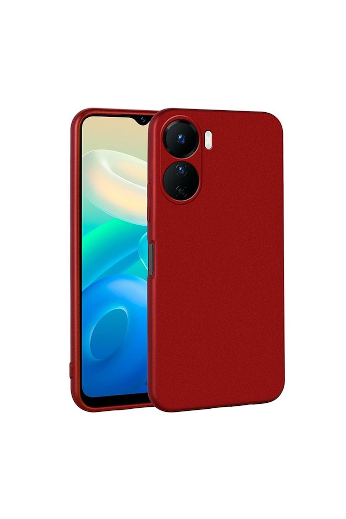 Vivo Y16 Uyumlu Kılıf Zore Premier Silikon Kapak Kırmızı