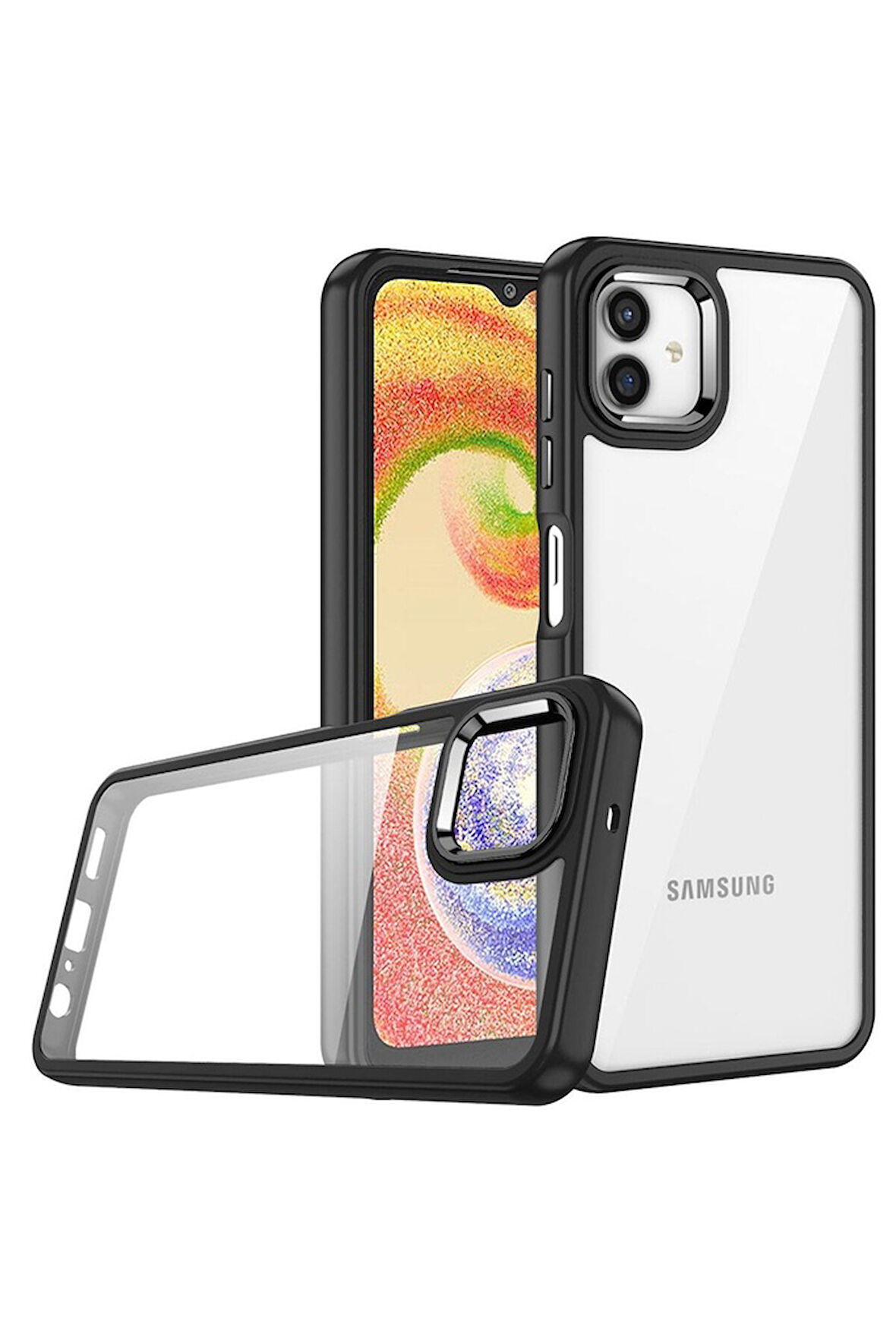 Samsung Galaxy A04 Uyumlu Kılıf Zore Flora Kapak Siyah