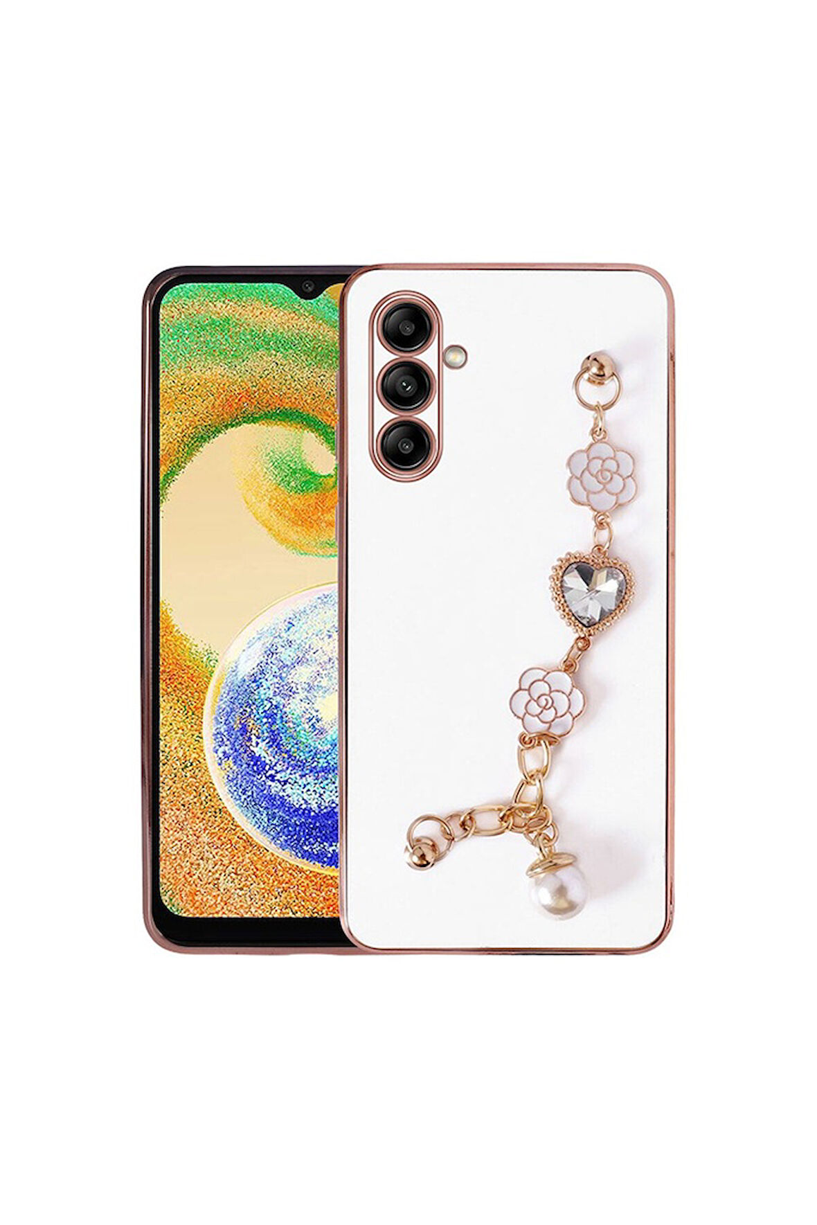 Samsung Galaxy A13 5G Uyumlu Kılıf El Tutamaçlı Kamera Korumalı Zore Taka Silikon Kapak Beyaz