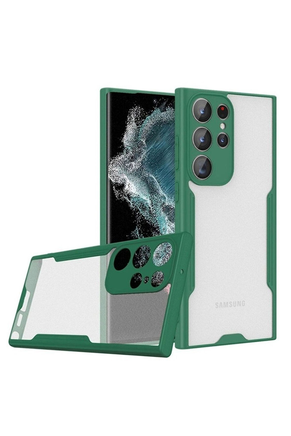 Samsung Galaxy S23 Ultra Uyumlu Kılıf Zore Parfe Kapak Koyu Yeşil